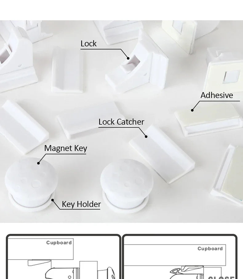 Magnetic Child Safety Lock Limiter Children Protection Baby Safety Lock Invisible Lock Kids Security Drawer Latch Cabinet Door