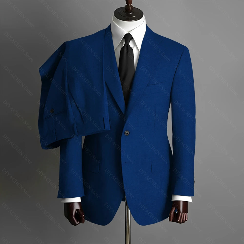 Fashion Gray Men Suits High-end Single Breasted Wedding Tuxedo Business Casual Office Male Suit Slim 2 Piece (Blazer+Pants)