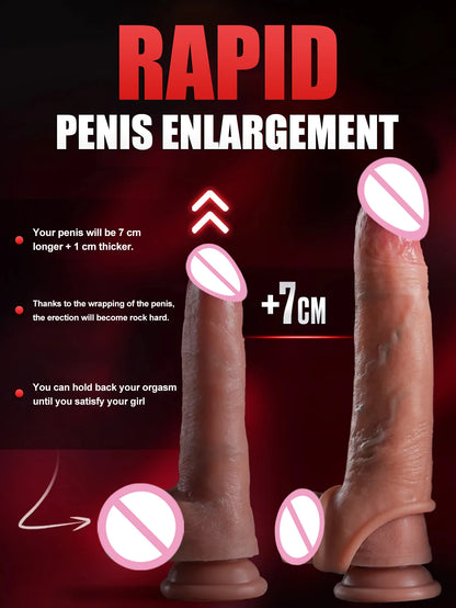 Realistic Super Huge Penis Sleeve Big Growth Penis Delayed Ejection Extend Penis Reusable Enlarger Silicone Condom Male Sex Toy
