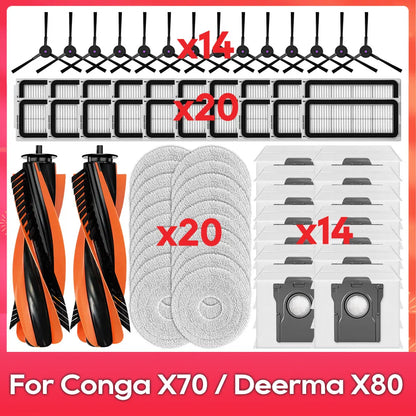Fit For ( Conga X70 / Deerma X80 ) Replacement Parts Accessories Main Side Brush HEPA Filter Mop Pad Dust Bag