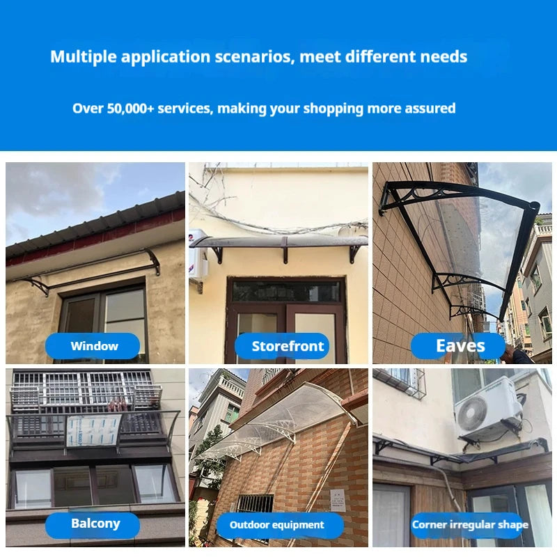 Window Awning Door Canopy 60x60 80x80 60x100 Window Awning Overhead Modern Polycarbonate Cover Outdoor Front Porch Patio Canopy