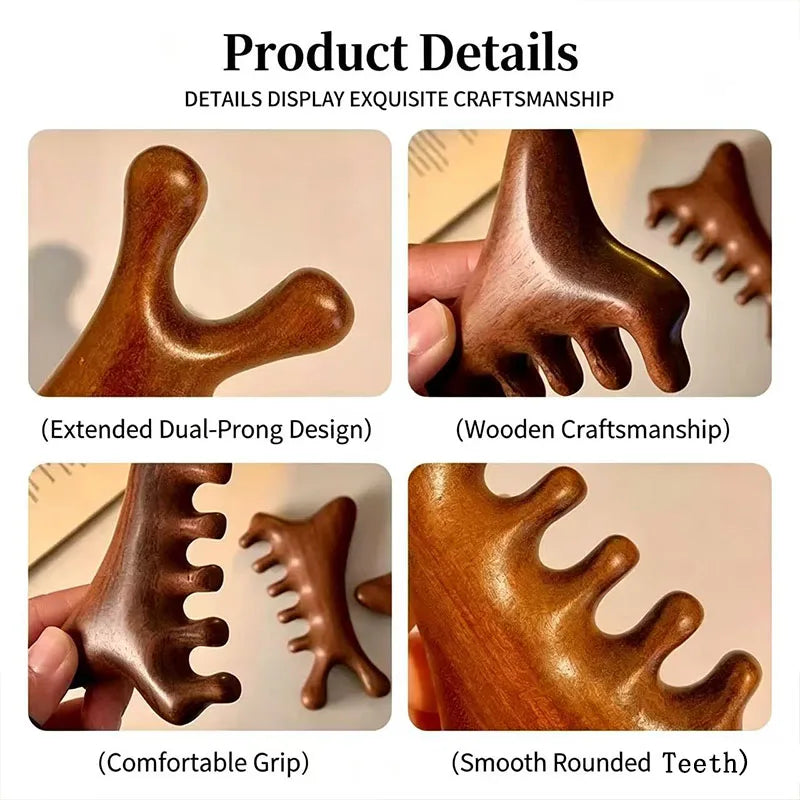 Sandalwood Massage Comb Trigger Point GuaSha Tool Multifunctional Foot Soles Stick Body Hand Neck Back Massage Meridian Scraping