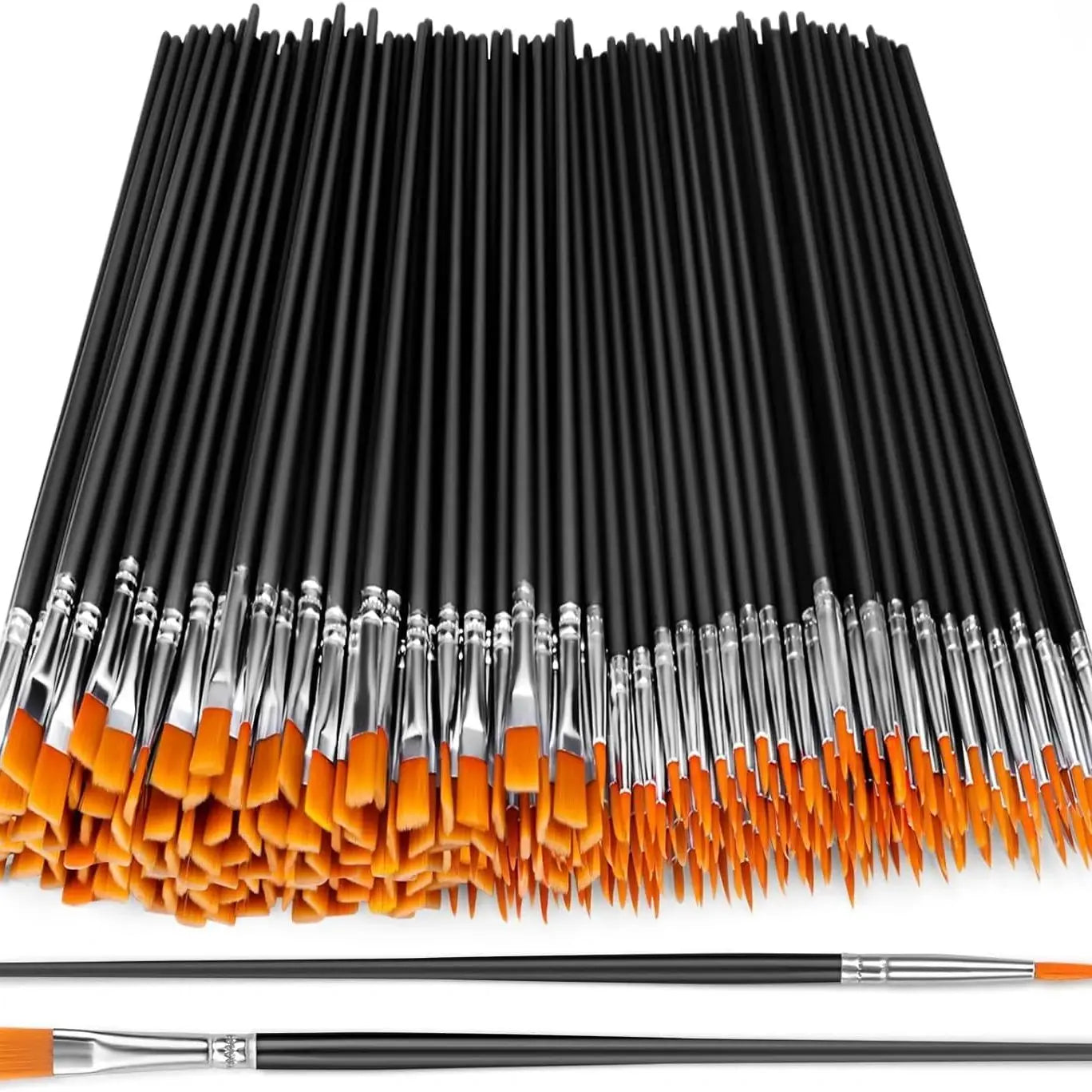 Flat And Round Paint Brushes Set,Pointed Flat Nylon Hair Brushes For Acrylic Oil Watercolor Paint Party Painting