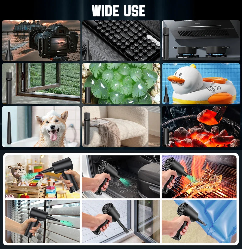 Electric Wireless Air Duster Compressed Air Blower Compressed Air for Cleaning Computer Keyboard Camera Car Home With LED Light