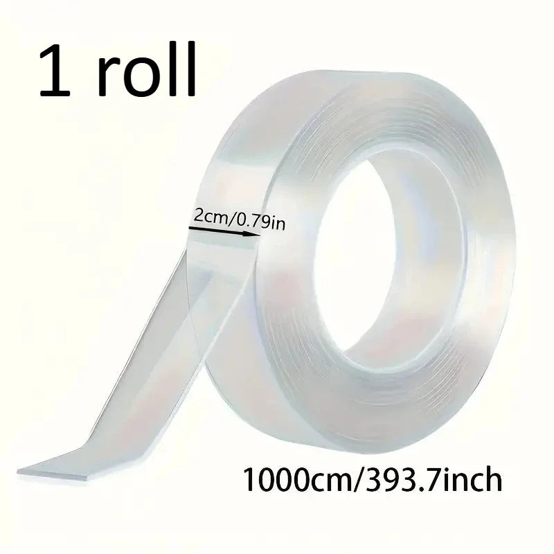 10m Nano Double-Sided Tape,Super Strong Waterproof Adhesive,Transparent No Residue for Plastic,Wood, Glass,Metal,Walls Bonding