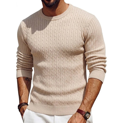Luxury Knite Crew Neck Sweater Man Cable Long Sleeve Pullover Casual Knitted Shirts Work Jumper Spring Mens Coats Autumn Tops