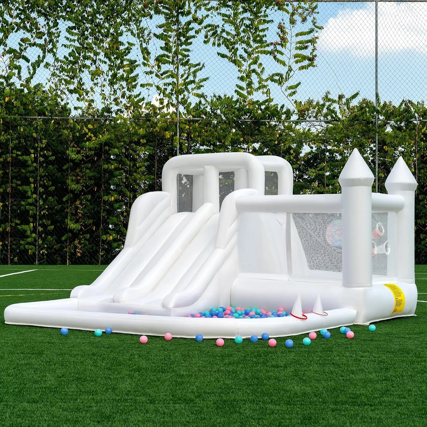 White Bounce House Oxford Bouncy Castle with Two Slides Bounce House for Kids with Large Ball Pits wedding Party Inflatable toys