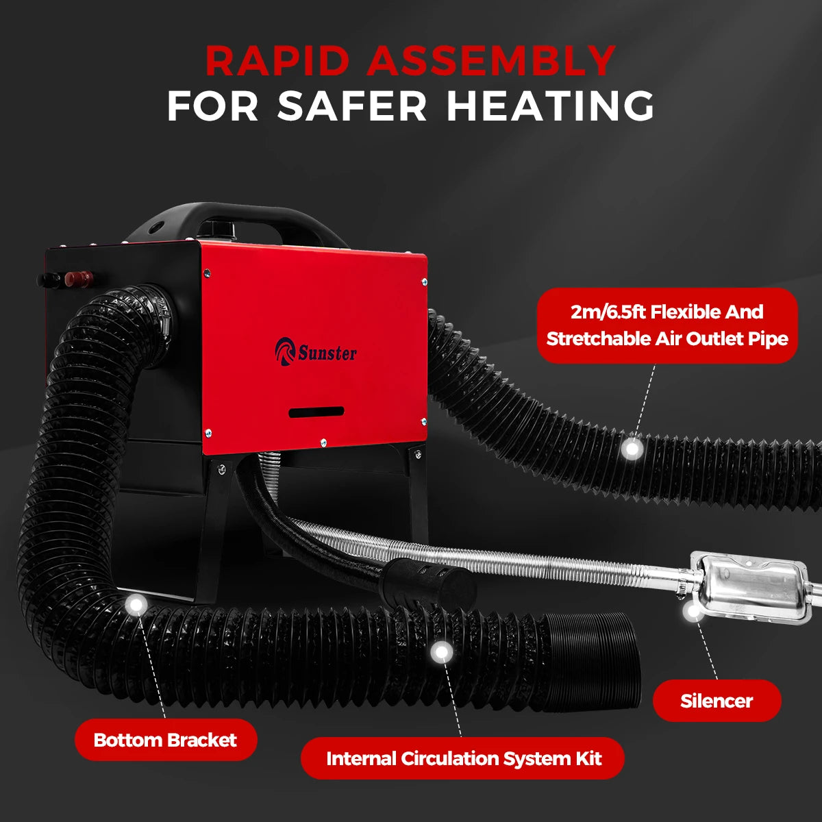 8KW Diesel Air Heater 12V/24V/220V Bluetooth LCD Control Upgrade Internal Cycle for RV Truck Camper Van Parking Heating