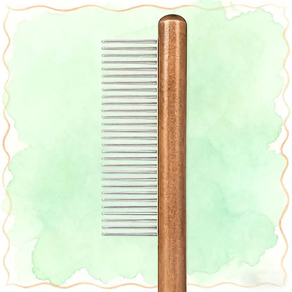 1Pc Cat and Dog Pet Grooming Comb - Stainless Steel Teeth, Wooden Handle, Suitable for Long and Short Hair, Durable Pet Grooming Tool, Removes Lice