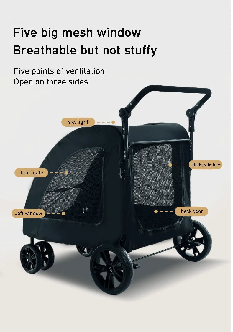 Large-sized Pet Stroller for Outdoor Travel Dog Mobility Scooter Large Capacity Dog Car Multifunctional Foldable Pet Stroller