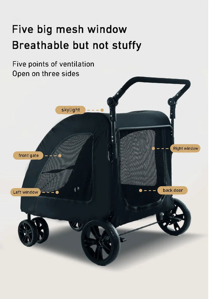 Large-sized Pet Stroller for Outdoor Travel Dog Mobility Scooter Large Capacity Dog Car Multifunctional Foldable Pet Stroller