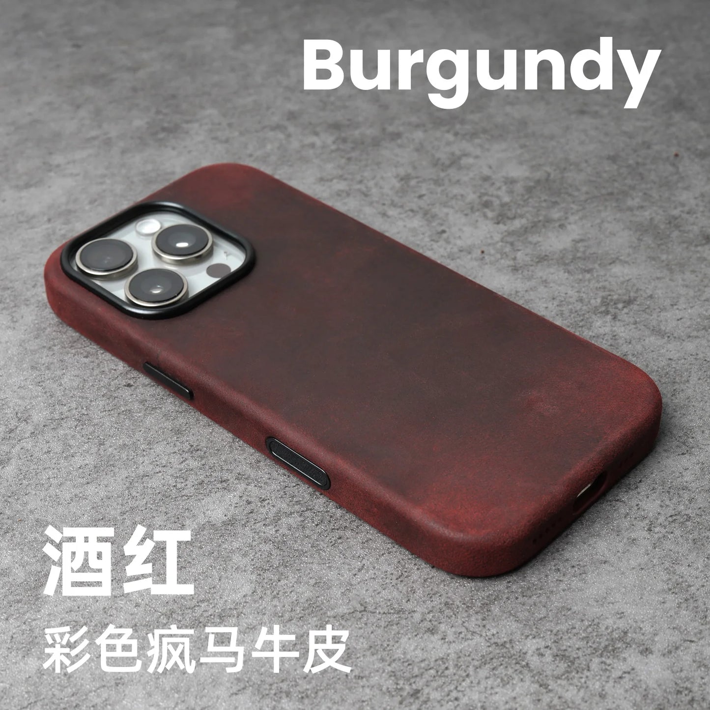 YMW Scratc Crazy Horse Genuine Leather Case for iPhone 17 16 15 Pro Max Magnetic PULL-UP Cowhide Phone Cover