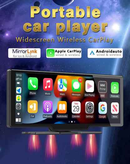 10.26 inch Car Play Screen,Wireless CarPlay & Android Auto Dash Cam Rear Camera Multimedia Stereo,AUX FM Radio,Car Touchscreen