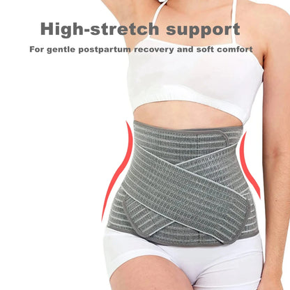 Sunveno Postpartum Belly Band Girdle for Postnatal Adjustable Belly Wrap C-section Recovery Binder Abdominal Support 