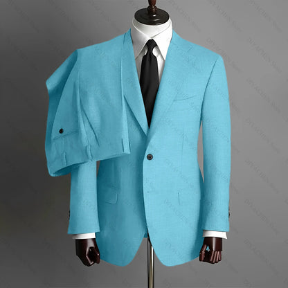 Fashion Gray Men Suits High-end Single Breasted Wedding Tuxedo Business Casual Office Male Suit Slim 2 Piece (Blazer+Pants)
