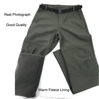 Men's City Cargo Autumn Winter Fleece Softshell Hiking Pants Fishing Climbing Trekking Casual Hunting Camping Trousers M-5XL