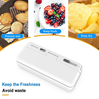 Mini sandarinimo aparatas „2in1“ plastikinių maišelių sandarinimo mašina Nešiojamas maisto pakuočių maišelių sandariklis USB įkraunamas rankinis plastikinių maišelių terminio sandarinimo aparatas
