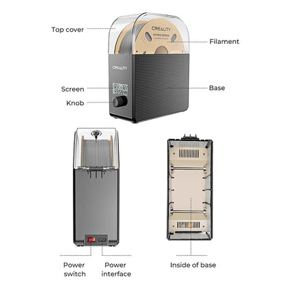 Creality Filament Dryer Box 2.0 360° Hot-air Heating 1.75mm / 2.85mm Filaments Support 24 Hours Timer Real-time Humidity