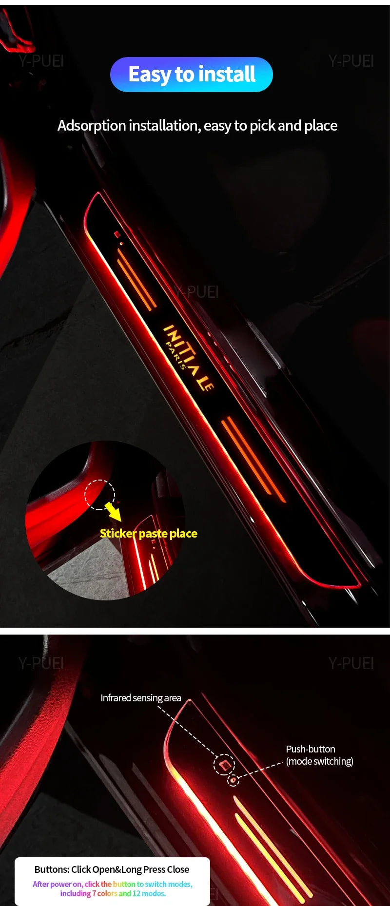 Customized For Renault RS Clio Scenic Logan Megane Car Welcome Door illuminated Sill Light Logo Lamp LED Car Pedal Decoration