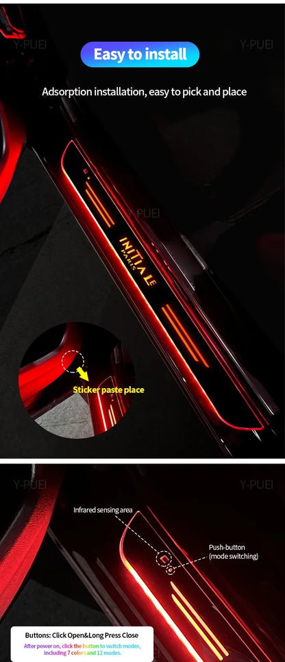 Customized For Renault RS Clio Scenic Logan Megane Car Welcome Door illuminated Sill Light Logo Lamp LED Car Pedal Decoration
