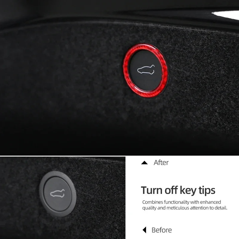 For Tesla 2019- Model 3 Highland 2024 Model Y Juniper Carbon Fiber Rear Trunk Switch Prompt Circle Trim Sticker Car Accessories
