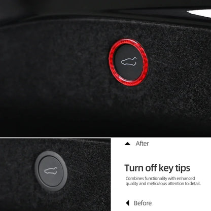For Tesla 2019- Model 3 Highland 2024 Model Y Juniper Carbon Fiber Rear Trunk Switch Prompt Circle Trim Sticker Car Accessories