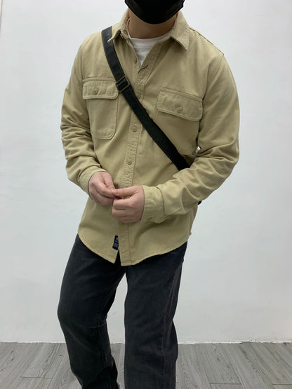 Autumn New Japanese Retro Heavyweight Twill Long-Sleeve Turn-down Collar 100% Cotton Shirt Men's Fashion Washed Casual Blouses