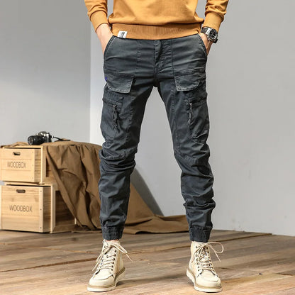 CAAYU Joggers Cargo Pants Men Casual Y2k Multi-Pocket Male Trousers Sweatpants Streetwear Techwear Tactical Track Gray Pants Men