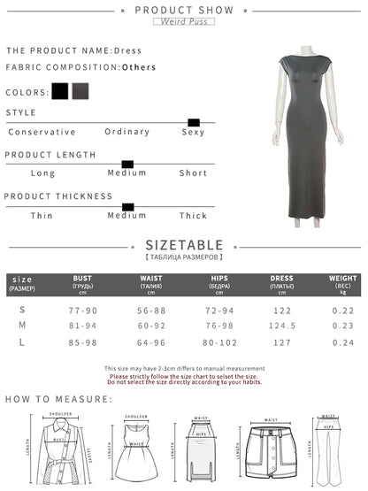 Weird Puss Backless Sexy Women Maxi Dress Short Sleeve Slim Fit Elastic Casual Solid Streetwear Club Party Ladies Summer Bodycon