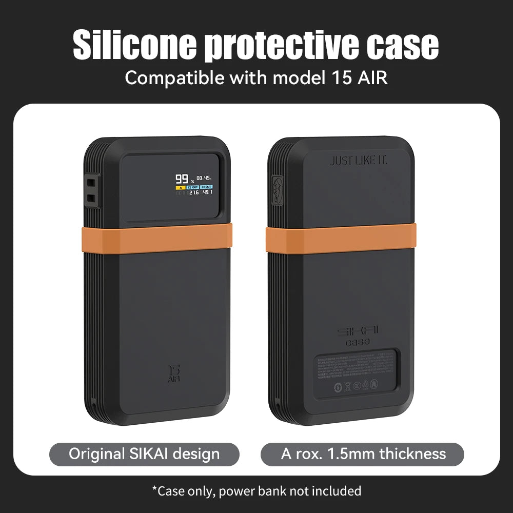 SIKAI Silicone Case For CUKTECH No.15 AIR 100W Portable Power Bank 15000mAh Travel Design with Data Cable Storage