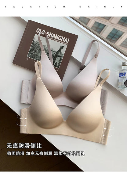 Satin Bralette Slip for Small Bust Women Seamless One Piece Wireless Support Anti Sagging Comfort Everyday S-XL MOYISU Sexy AB