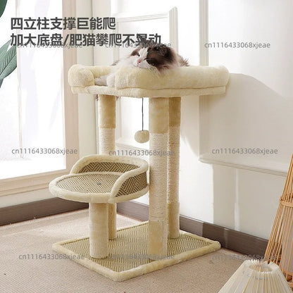 Grey Cat Tree Tower for Indoor Cats with Scratching Posts Big Hammock And Removable Top Perch 2 Styles Cat Activity Center
