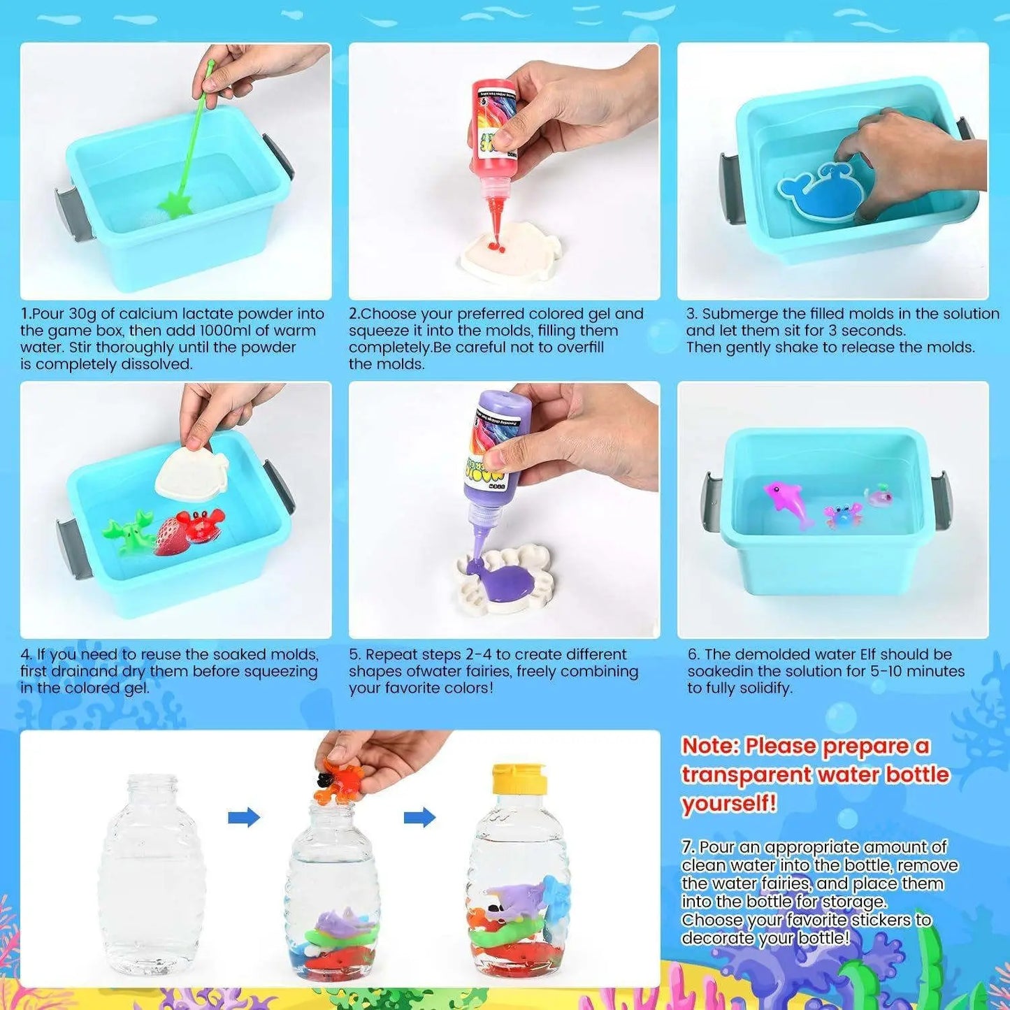 Magic Gel Water Beads Toy: 12-Pack DIY Fairy Garden Kit with Molds, STEM Sensory Squishy Toys, Creative Birthday Gift for Kids