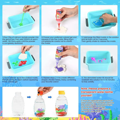Magic Gel Water Beads Toy: 12-Pack DIY Fairy Garden Kit with Molds, STEM Sensory Squishy Toys, Creative Birthday Gift for Kids