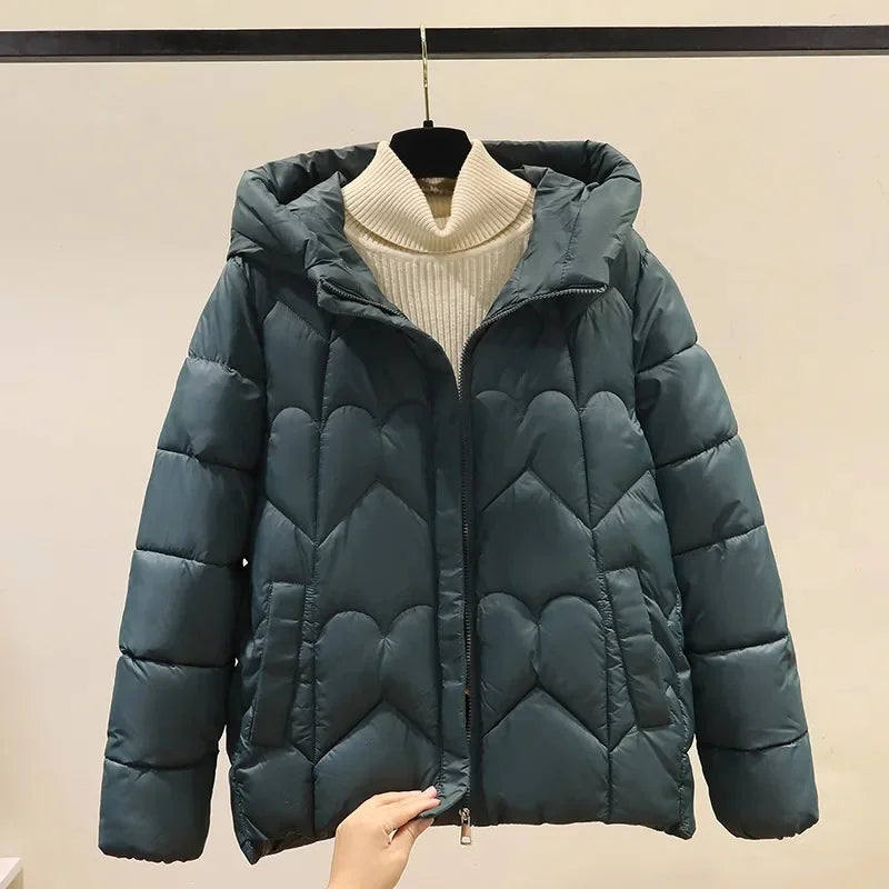 2025 New Style Korean Fashion Winter Jacket Short Down Bread Service Woman Snow Wear Puffer Coats Loose Warm Parkas Hooded Outwe