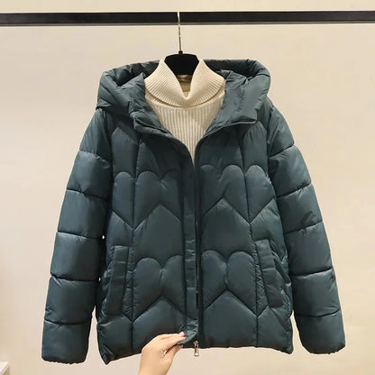 2025 New Style Korean Fashion Winter Jacket Short Down Bread Service Woman Snow Wear Puffer Coats Loose Warm Parkas Hooded Outwe