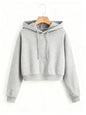 Street Style Solid Color Autumn Winter Cropped Sweatshirt Crop Top Hoodie Y2k Sweatshirts Fashion Casual Style Clothes