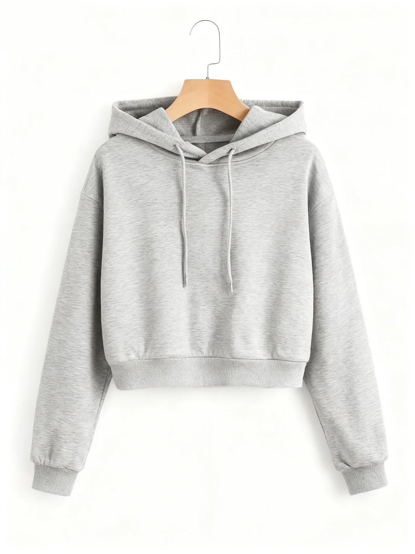 Street Style Solid Color Autumn Winter Cropped Sweatshirt Crop Top Hoodie Y2k Sweatshirts Fashion Casual Style Clothes