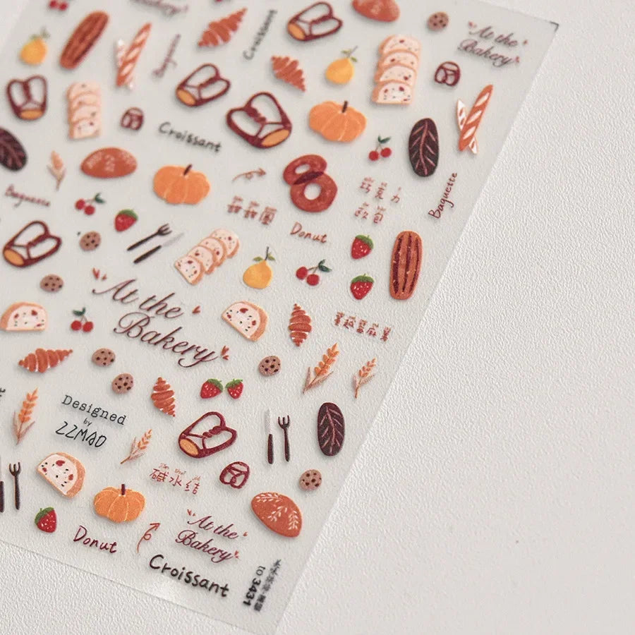 5D Pudding Jelly Dessert Fruit Cherry Pink Claw Print Bowknot Tie knot Love Heart Stars Nail Art Sticker Adhesive Manicure Decal