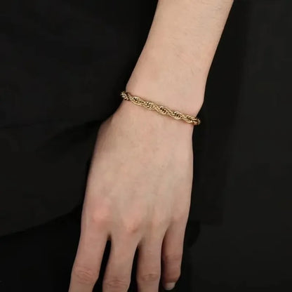 18K Gold 925 Sterling Silver 4MM Chain Bracelets For Men Women Unisex Simple Charm Bracelet Wedding Party Gift 20cm 8in