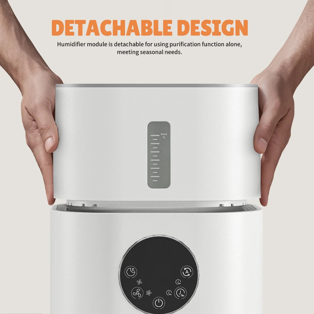 ROUNY 2-in-1 Air Purifier & Humidifier, Multi-Function Appliance, Deodorizing & Fog-Free Humidification, White