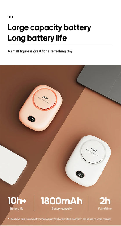Portable Hanging Neck Fan Mini Cooling Waist Fans Bladeless USB Rechargeable Sports Cooler Fan 1800mAh For Outdoor Sports Travel