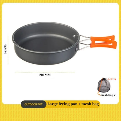 Camping Cookware Cooking Kettle Pot Hiking Picnic Equipment Portable Frying Pan Hanging Pot, Hiking Picnic Tableware