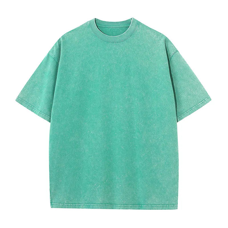 Cotton Short Sleeved T-shirt Summer Round Neck Loose and Base Shirt for Men Women Basic Tee