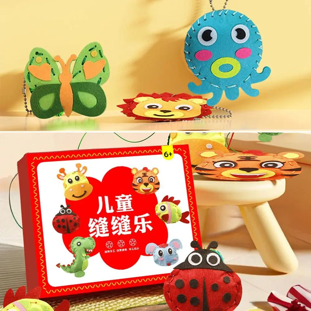 Educational DIY Sewing Set Sewing Non-woven Fabric Craft Kit Cartoon Animal Handmade Art Beginners