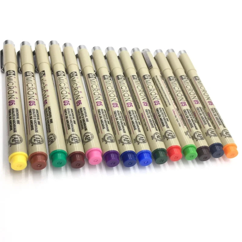 Set of 8/14colors SAKURA Pigma Micron Liner Pen 0.25mm 0.45mm Color Fineliner Drawing Lines Marker Pen Student Art Supplies