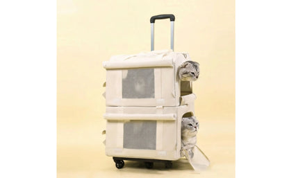 Pet Carrier with Telescopic Handle Foldable Pet Carrier Trolley Travel Bag Portable Long-Lasting for Cats, Outings