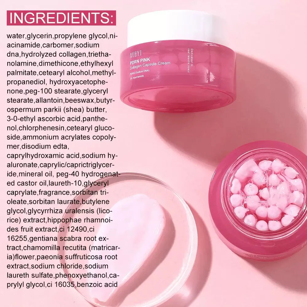 Korean PDRN Pink Collagen Capsule Cream with Niacinamide Cream for Uneven Skin Tone Lightweight Face Moisturizer Non Greasy care
