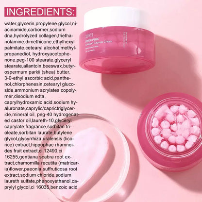 Korean PDRN Pink Collagen Capsule Cream with Niacinamide Cream for Uneven Skin Tone Lightweight Face Moisturizer Non Greasy care
