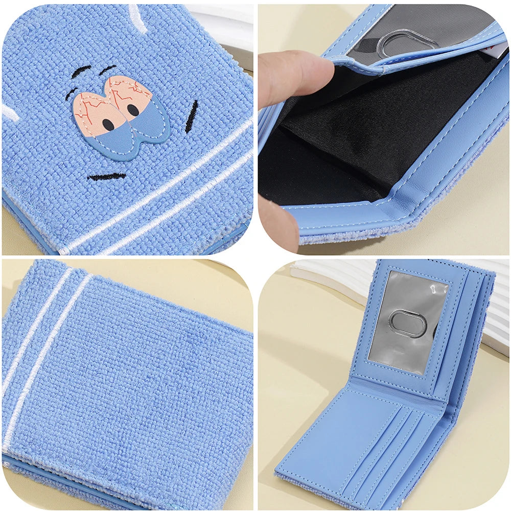 Plush Cartoon Wallet for Women Soft Fuzzy Surface PU Leather Coin Purse with Zip Closure Cute Casual Gift for Girls
